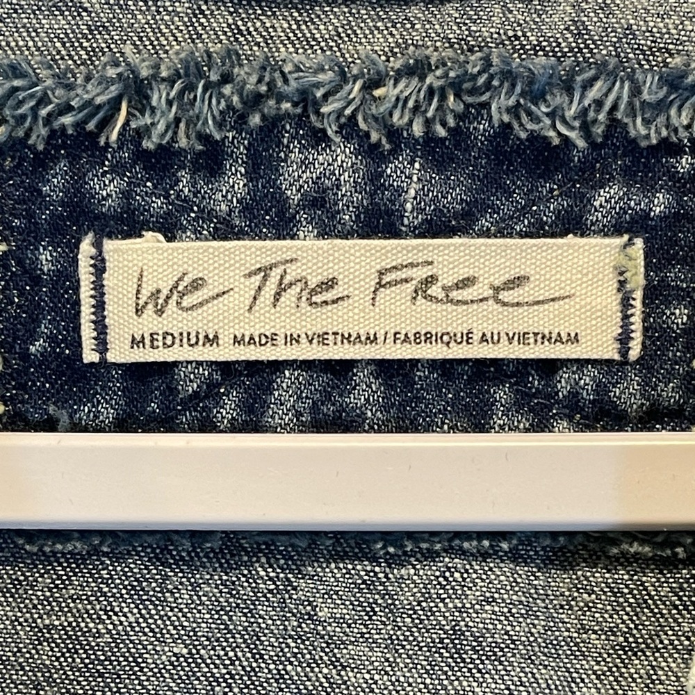 FREE PEOPLE Oversized Jade Blue Denim Top | Stylish Layering | Elevated Casual - Picture 6 of 16